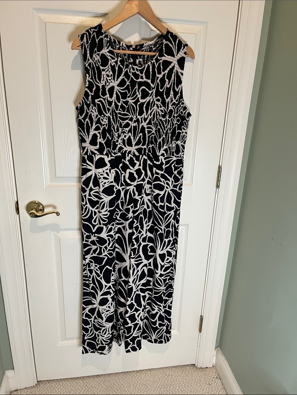Sleeveless Black & White Floral Jumpsuit